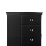 Benzara Transitional Style 5 Drawer Wooden Chest with Sled base, Black BM219808 Black Solid Wood BM219808