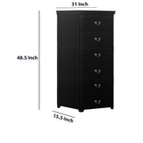 Benzara Transitional Style 5 Drawer Wooden Chest with Sled base, Black BM219808 Black Solid Wood BM219808