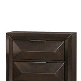 Benzara 2 Drawer Modern Wooden Nightstand with Raised Front Panel, Dark Brown BM219810 Brown Solid Wood and Veneer BM219810