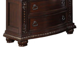 Benzara European Style Nightstand with 3 Drawers and Marble Top, Dark Cherry Brown BM219819 Brown Solid Wood and Veneer BM219819