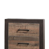 Benzara Contemporary Style Wooden Nightstand with 2 Drawers, Light and Dark Brown BM219823 Brown Solid Wood and Veneer BM219823