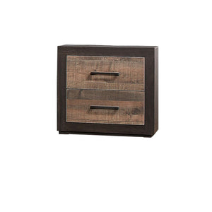 Benzara Contemporary Style Wooden Nightstand with 2 Drawers, Light and Dark Brown BM219823 Brown Solid Wood and Veneer BM219823