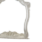 Benzara Victorian Style Wooden Frame Dresser Mirror with Floral Motif, White BM219840 White Solid Wood, Veneer and Mirror BM219840