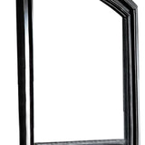 Benzara Traditional Style Wooden Frame Dresser Mirror with Curved Top, Black BM219846 Black Solid Wood, Mirror, and Veneer BM219846