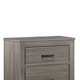 Benzara 2 Drawer Wooden Nightstand with Wood Grain Details and Sled Base, Gray BM219852 Gray Solid Wood and Melamine Board BM219852