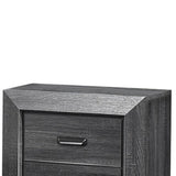 Benzara 2 Drawer Wooden Nightstand with Raised Border and Cup Pulls, Dark Gray BM219856 Gray Solid Wood and Veneer BM219856