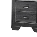 Benzara 2 Drawer Wooden Nightstand with Raised Border and Cup Pulls, Dark Gray BM219856 Gray Solid Wood and Veneer BM219856