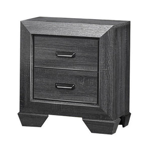 Benzara 2 Drawer Wooden Nightstand with Raised Border and Cup Pulls, Dark Gray BM219856 Gray Solid Wood and Veneer BM219856