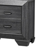 Benzara 2 Drawer Wooden Nightstand with Raised Border and Cup Pulls, Dark Gray BM219856 Gray Solid Wood and Veneer BM219856