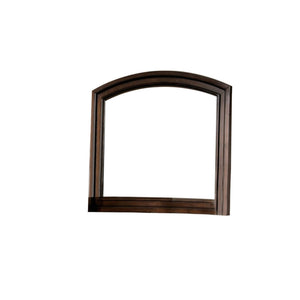 Benzara Transitional Dresser Mirror with Raised Outer Edge and Curved Top, Brown BM219858 Brown Solid Wood, Veneer, and Mirror BM219858