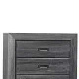 Benzara 5 Drawer Wooden Chest with Raised Border and Cup Pulls, Dark Gray BM219859 Gray Solid Wood and Veneer BM219859