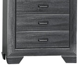 Benzara 5 Drawer Wooden Chest with Raised Border and Cup Pulls, Dark Gray BM219859 Gray Solid Wood and Veneer BM219859