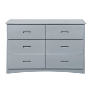 Benzara Transitional Wooden Dresser with 6 Drawers and Recessed Handles, Gray BM219868 Gray Solid Wood and Veneer BM219868