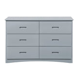 Benzara Transitional Wooden Dresser with 6 Drawers and Recessed Handles, Gray BM219868 Gray Solid Wood and Veneer BM219868