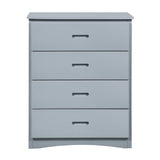 Benzara Transitional Wooden Chest with 4 Drawers and Recessed Handles, Gray BM219870 Gray Solid Wood and Veneer BM219870