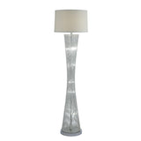 Benzara Hourglass Floor Lamp with Filament Styled Rods Structure, Silver BM219874 Silver Metal and Glass BM219874