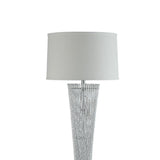 Benzara Hourglass Floor Lamp with Filament Styled Rods Structure, Silver BM219874 Silver Metal and Glass BM219874