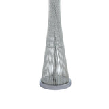 Benzara Hourglass Floor Lamp with Filament Styled Rods Structure, Silver BM219874 Silver Metal and Glass BM219874