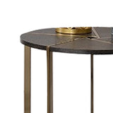 Benzara Modern Style Round End Table with Intricate Bottom Details, Black and Gold BM219877 Black and gold Solid Wood and Metal BM219877