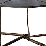 Benzara Modern Round Cocktail Table with Intricate Bottom Details, Black and Gold BM219878 Black and gold Solid Wood and Metal BM219878