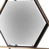 Benzara Hexagon Shaped Wall Mirror with Star Frame, Champagne Gold BM219879 Gold Metal and Mirror BM219879