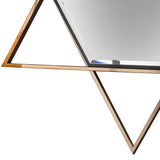 Benzara Hexagon Shaped Wall Mirror with Star Frame, Champagne Gold BM219879 Gold Metal and Mirror BM219879