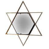 Hexagon Shaped Wall Mirror with Star Frame, Champagne Gold