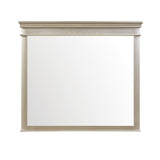 Benzara Rectangular Molded Wood Encased Mirror, Champagne Silver BM219885 Silver Solid Wood and Mirror BM219885