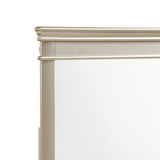 Benzara Rectangular Molded Wood Encased Mirror, Champagne Silver BM219885 Silver Solid Wood and Mirror BM219885