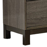 Benzara 2 Drawer Wooden Frame Nightstand with Straight Legs, Gray and Brown BM219894 Gray and Brown Solid Wood, Veneer and Engineered Wood BM219894