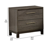 Benzara 2 Drawer Wooden Frame Nightstand with Straight Legs, Gray and Brown BM219894 Gray and Brown Solid Wood, Veneer and Engineered Wood BM219894