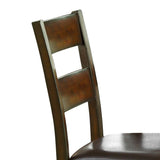 Benzara Leatherette Padded Side Chair Ladder Design Back, Set of 2, Brown and Black BM219924 Brown, Black Solid wood, Faux Leather BM219924