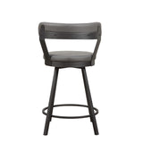 Benzara Leatherette Counter Height Chair with Metal Slanted Legs, Set of 2, Gray BM219931 Gray Metal, Faux leather BM219931
