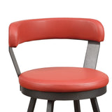 Benzara Leatherette Counter Height Chair with Metal Slanted Legs, Set of 2, Red BM219932 Red Metal, Faux leather BM219932