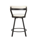 Benzara Leatherette Counter Height Chair with Metal Slanted Legs, Set of 2, White BM219933 White Metal, Faux leather BM219933