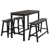 4 Piece Wooden Counter Height Dining Set with Trestle Base, Black and Gray