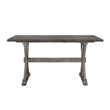 Benzara Wooden Farmhouse Style Counter Height Table with X Shaped Base, Gray BM219951 Gray Solid wood BM219951