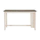 Benzara Wooden Counter Height Table with 3 Shelves, Antique White and Gray BM219953 White, Gray Solid wood, Engineered wood, Veneer BM219953