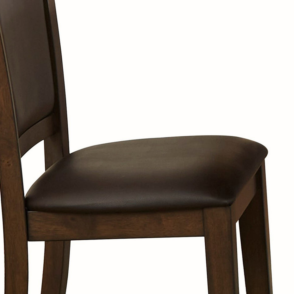Benzara Fabric Side Chair with Flared Backrest and Padded Seat, Set of 2, Brown BM219958 Brown Solid wood, Fabric BM219958