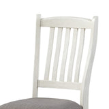 Benzara Wooden Side Chair with Flared Design Slatted Back, Set of 2, Antique White BM219966 White Solid wood, Fabric BM219966