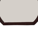 Benzara Transitional Style Curved Wooden Encased Beveled Mirror, Brown BM219977 Brown Solid Wood, Veneer and Mirror BM219977