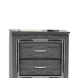 Benzara Contemporary Wooden Nightstand with 2 drawers and LED Lighting, Gray BM219979 Gray Solid Wood and Veneer BM219979