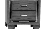 Benzara Contemporary Wooden Nightstand with 2 drawers and LED Lighting, Gray BM219979 Gray Solid Wood and Veneer BM219979