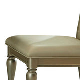 Benzara Wooden Side Chair with Crystal Tufted Leatherette Backrest, Sliver BM219999 Sliver Solid Wood and Leatherette BM219999