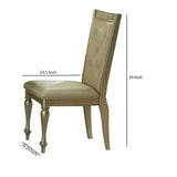 Benzara Wooden Side Chair with Crystal Tufted Leatherette Backrest, Sliver BM219999 Sliver Solid Wood and Leatherette BM219999