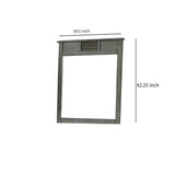 Benzara Wooden Frame Mirror with Shutter Design and Projected Top, Gray BM220006 Gray Solid Wood, Veneer and Mirror BM220006