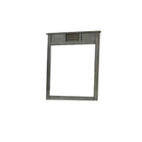 Benzara Wooden Frame Mirror with Shutter Design and Projected Top, Gray BM220006 Gray Solid Wood, Veneer and Mirror BM220006