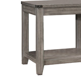 Benzara Wooden End Table with Open Bottom Shelf and Corner Metal Brackets,Gray BM220017 Gray Solid Wood BM220017