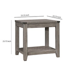 Benzara Wooden End Table with Open Bottom Shelf and Corner Metal Brackets,Gray BM220017 Gray Solid Wood BM220017