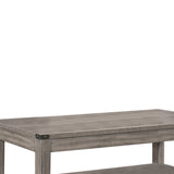 Benzara Wooden Cocktail Table with Open Bottom Shelf and Corner Metal Brackets,Gray BM220018 Gray Solid Wood BM220018